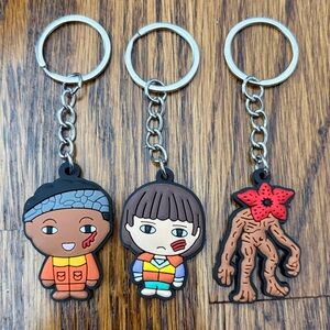 Set of 3 Stranger Things Keychains - Lucas, Will & Demogorgon     netflix
